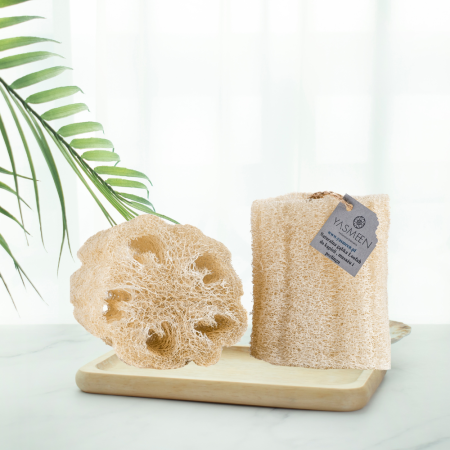 Yasmeen Naturalna Peelingująca Gąbka Luffa/Loofah do mycia i masażu ciała 12-15 cm